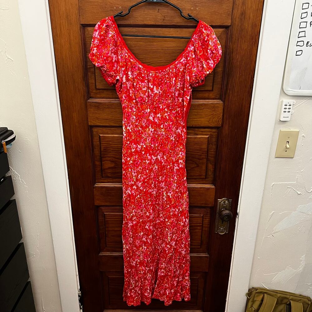 Lost + Wander Women's Petal Patch Midi Dress Sz Xs Wdwh23126 Red